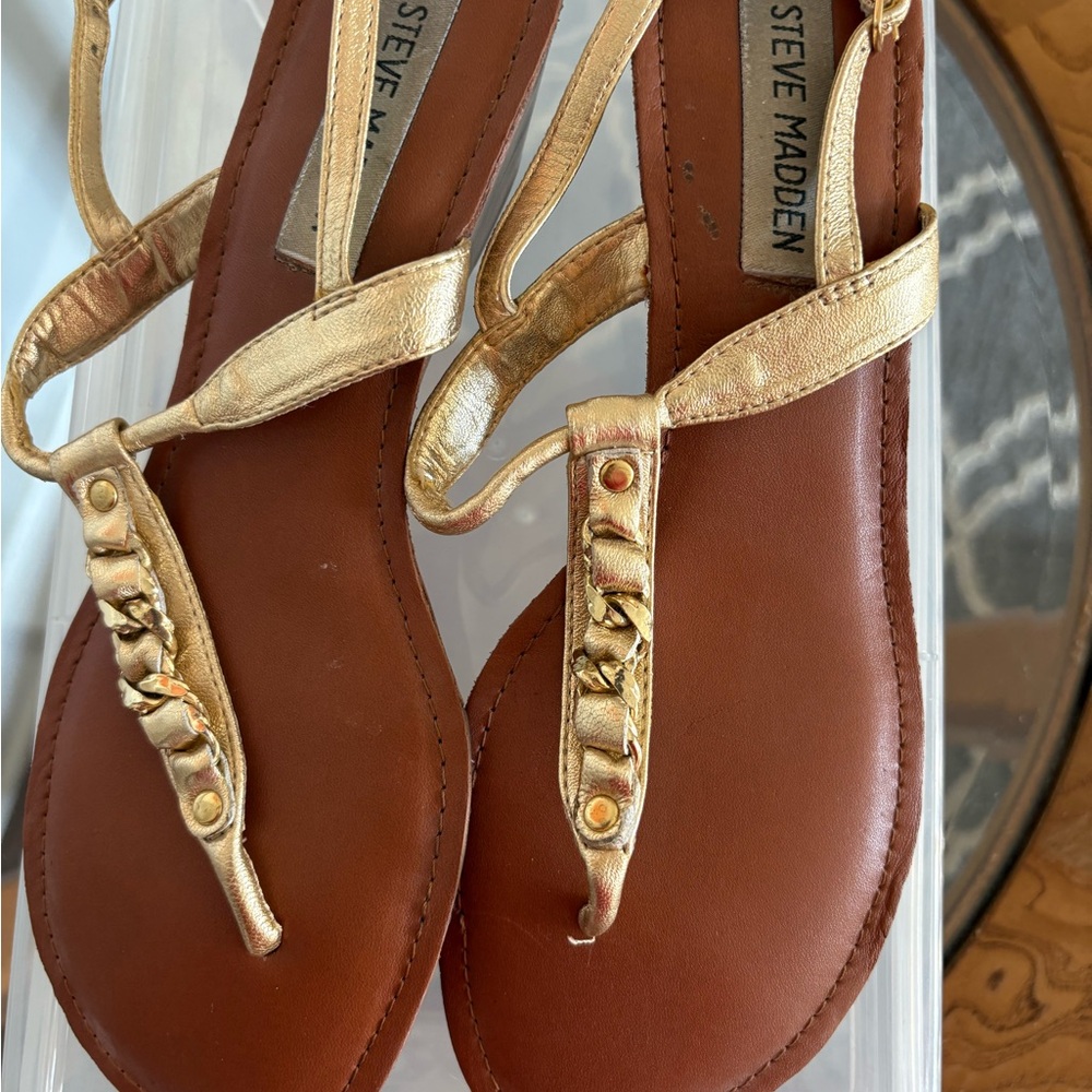 Steve Madden Metallic Gold Strappy Sandals
